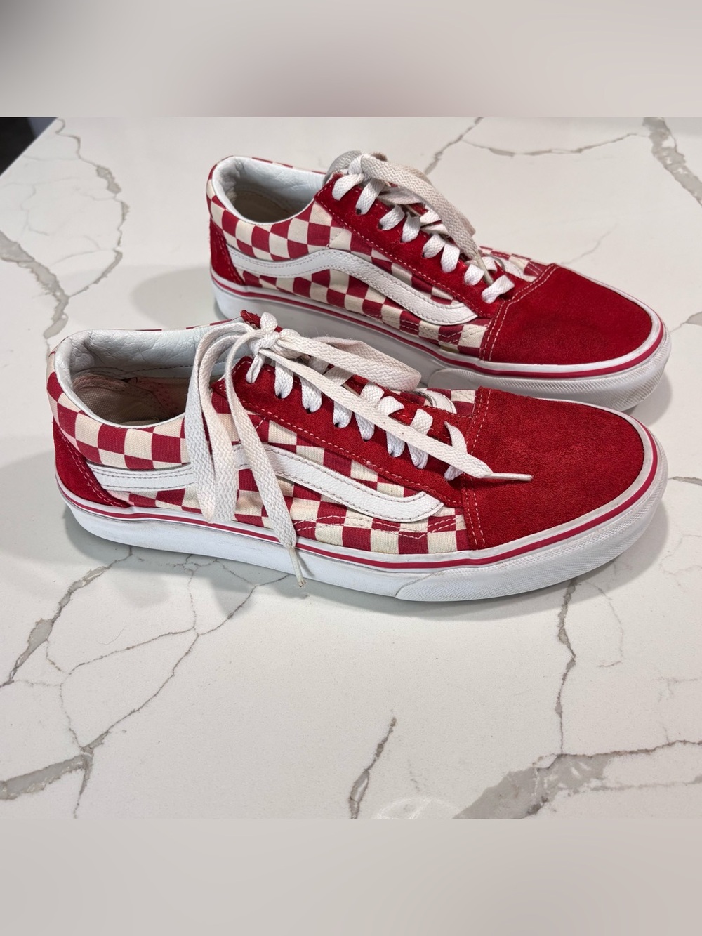 Vans Men’s Women’s Red White Checkerboard Off the Wall Sneakers Shoes 7.5 / 9.0